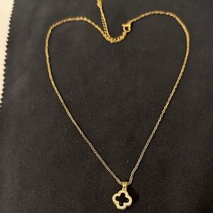 18k gold PVD stainless steel black clover Pendant Necklace